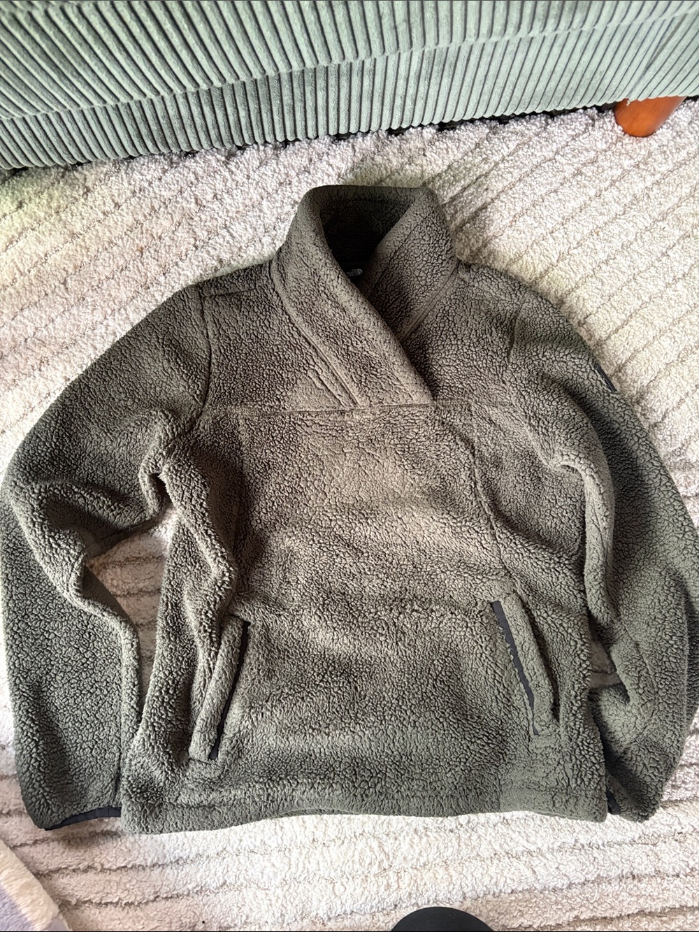 The North Face Women Olive Green Sherpa Crewneck Pullover